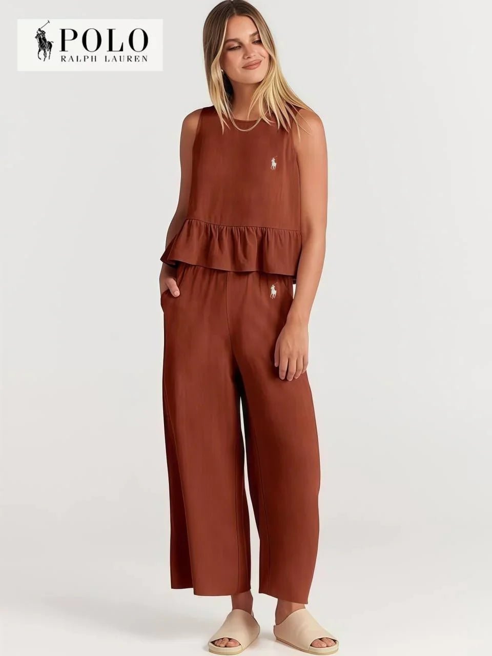Conjunto de dos piezas volanté para mujer