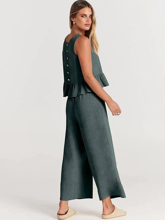 Conjunto de dos piezas volanté para mujer