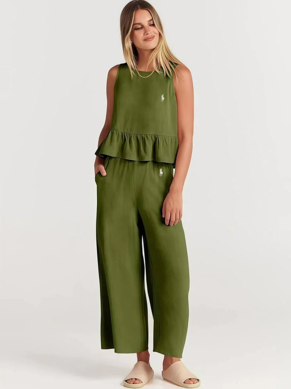 Conjunto de dos piezas volanté para mujer