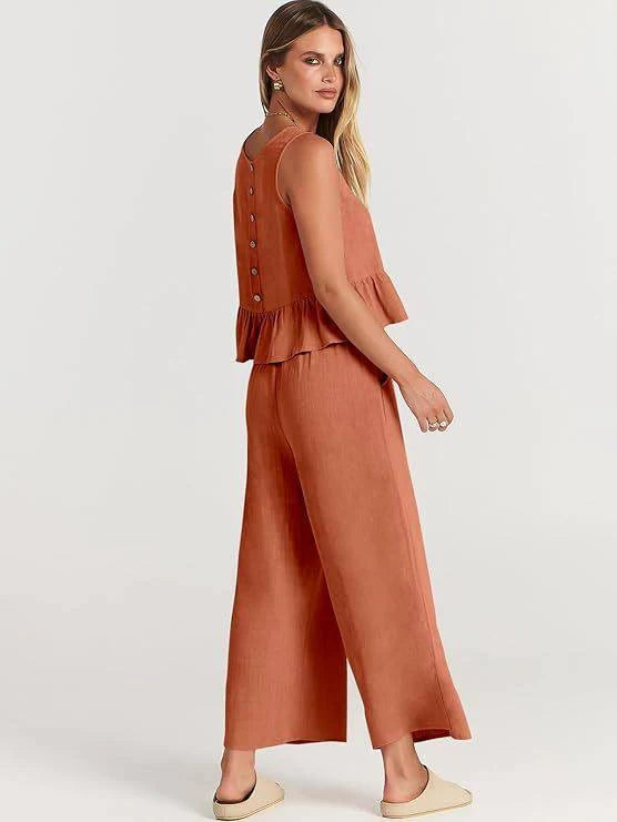Conjunto de dos piezas volanté para mujer