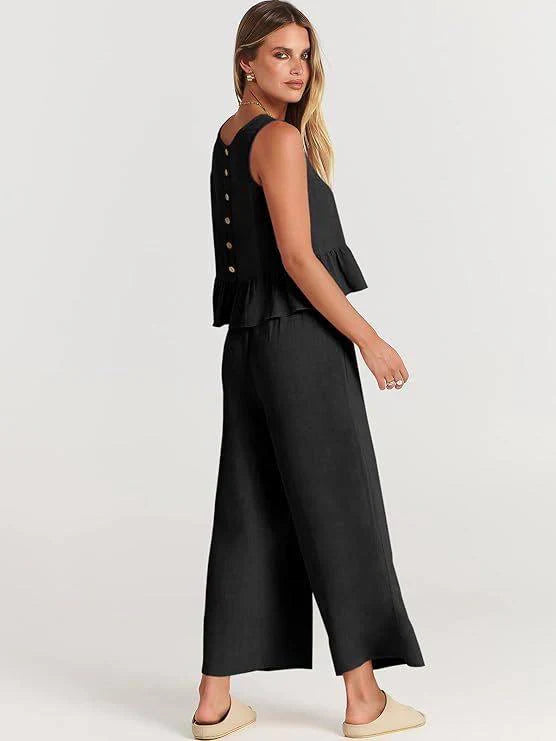 Conjunto de dos piezas volanté para mujer